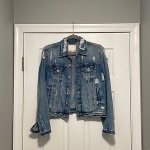 Zara distressed crop denim jacket